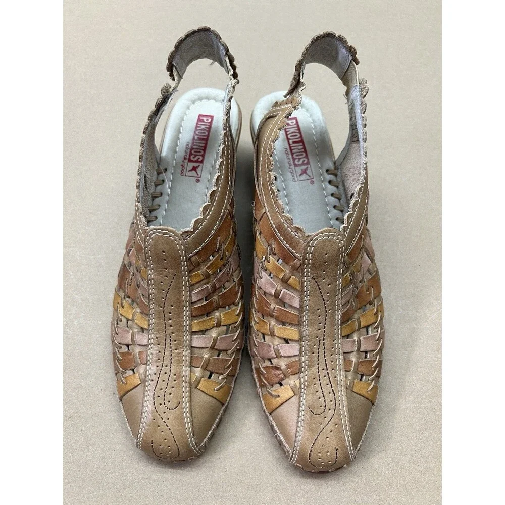 Pikolinos Woven Leather Huarache Slingback Wedge Multicolor EU 39 US 8.5-9 NWOT